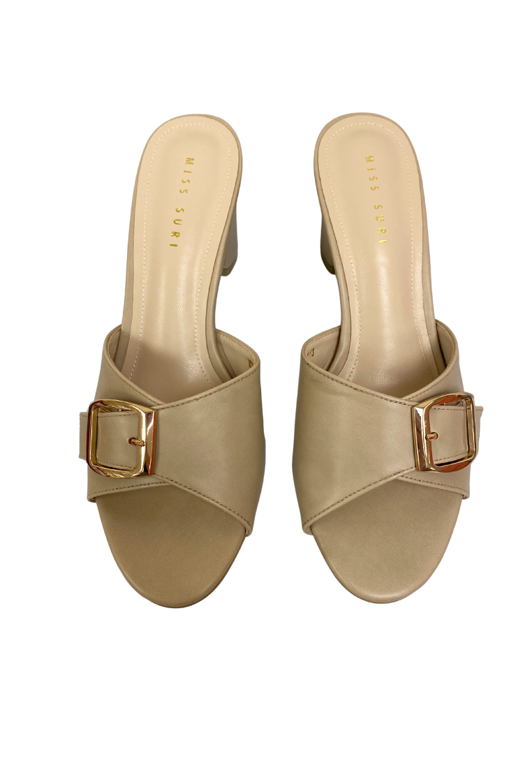 Buckle Sandal heels by Miss Suri - Nude