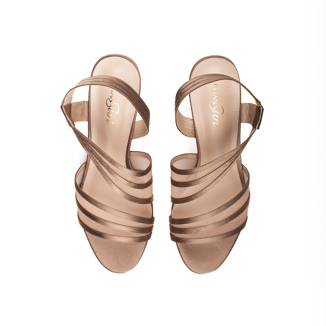 Asymmetric heels by IntanSuri - brown
