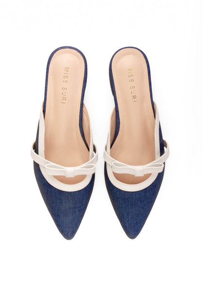Denim Contrast Mule by Miss Suri