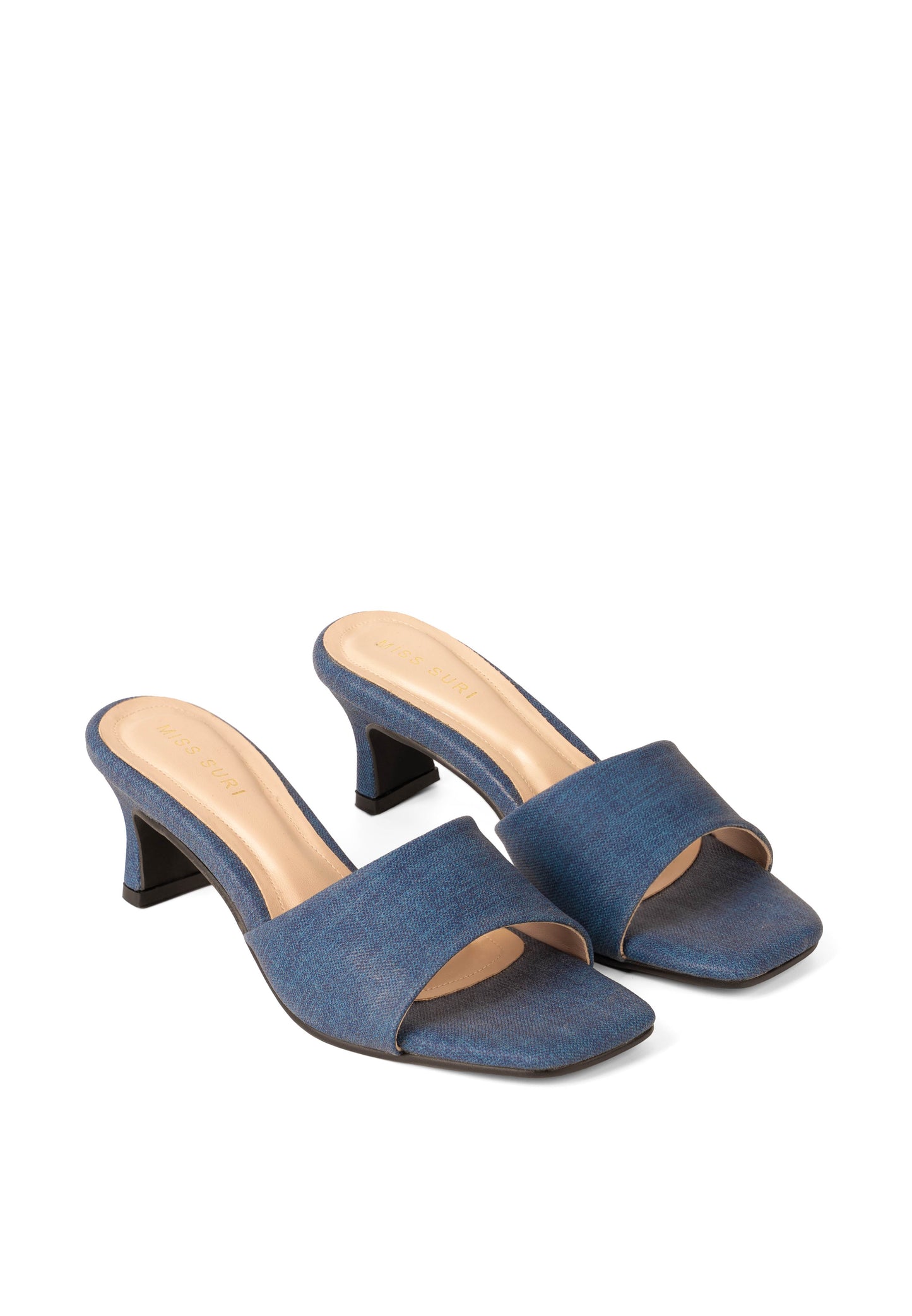 Denim Muse Mule Heels by Miss Suri