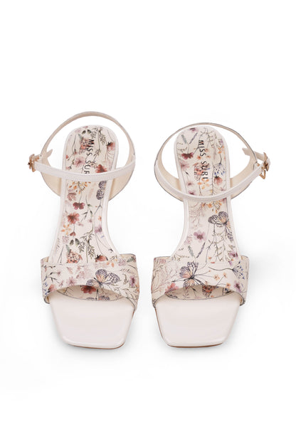 Lavender Poise Strap Heels by Miss Suri -White