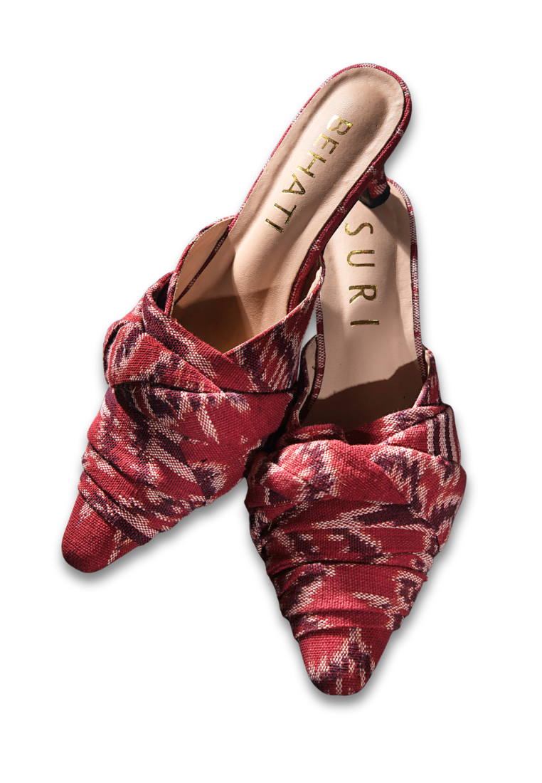 Pua Kumbu Heels (Red) - BEHATI x SURI