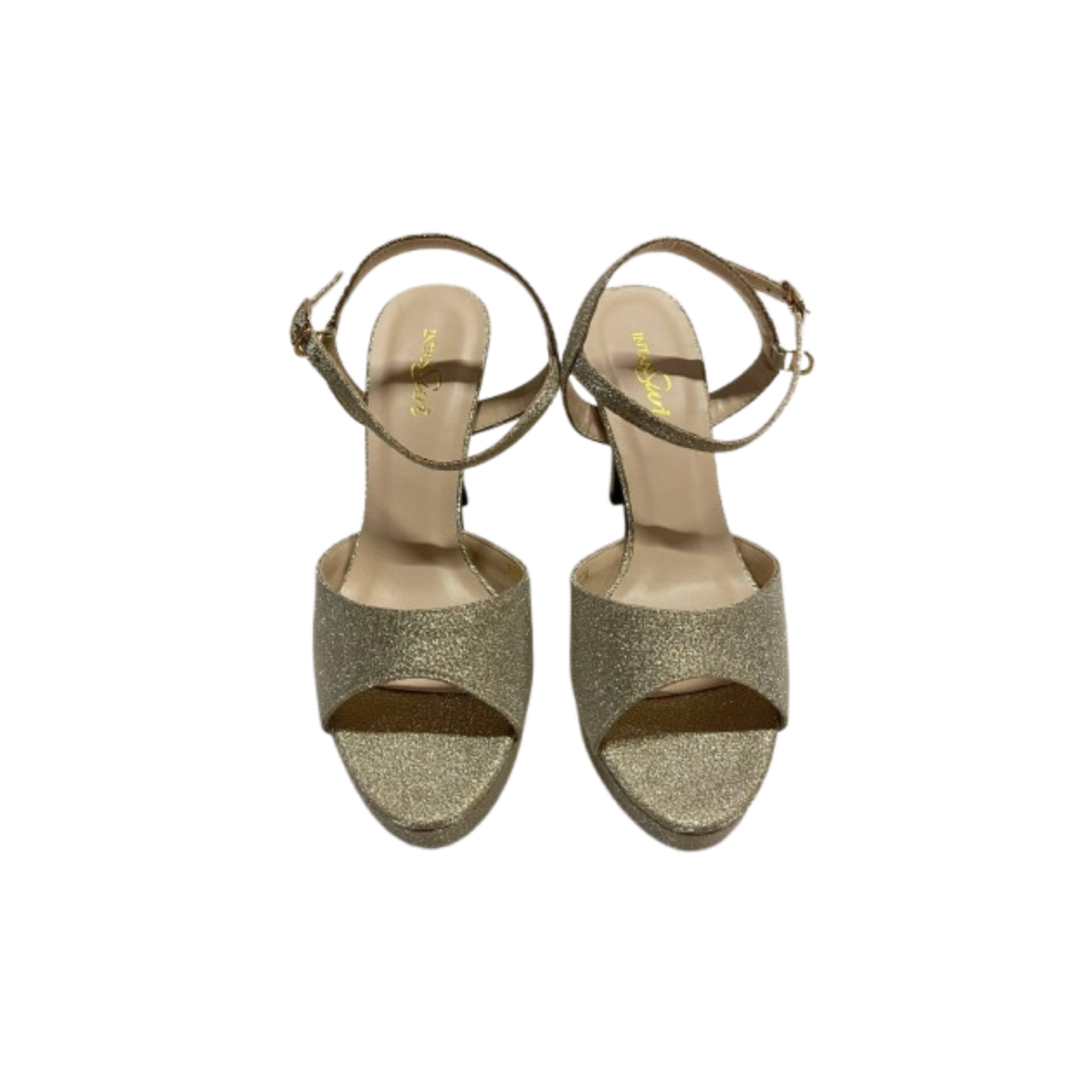 Suri Glitter Ankle -Strap Heels by Intansuri - Gold