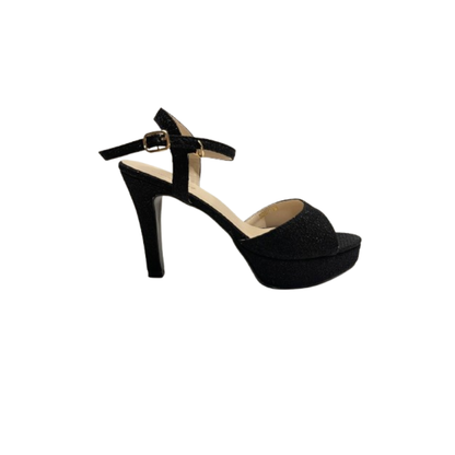 Suri Glitter Ankle -Strap Heels by Intansuri - Black