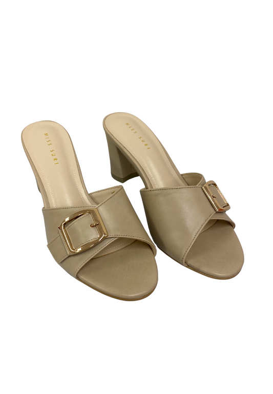 Buckle Sandal heels by Miss Suri - Nude