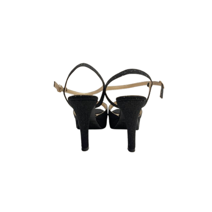 Suri Glitter Ankle -Strap Heels by Intansuri - Black