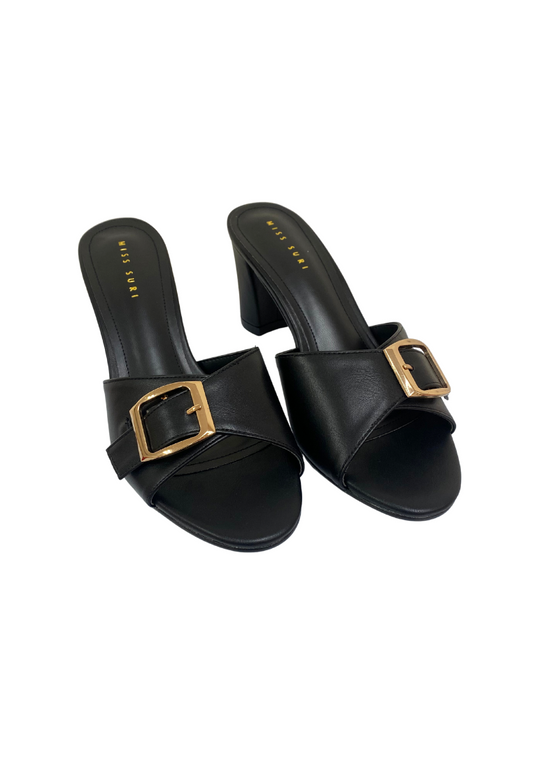 Buckle Sandal heels by Miss Suri - Black