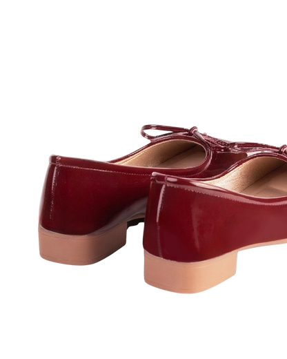 Dolly Dreams Bow Flat by Miss Suri- Maroon