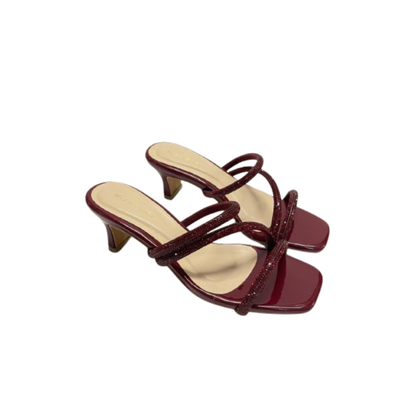 Glitter Strap Heels by IntanSuri - Maroon