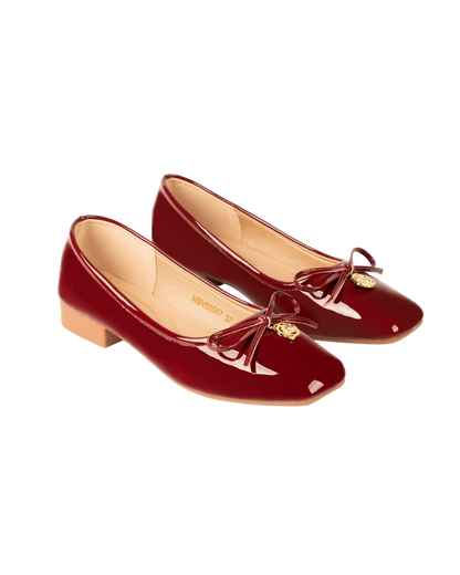 Dolly Dreams Bow Flat by Miss Suri- Maroon