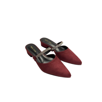 Glam Strap Mules by Miss Suri - Maroon