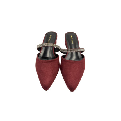 Glam Strap Mules by Miss Suri - Maroon