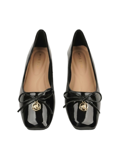 Dolly Dreams Bow Flat by Miss Suri- Black