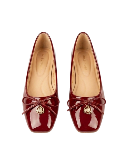 Dolly Dreams Bow Flat by Miss Suri- Maroon