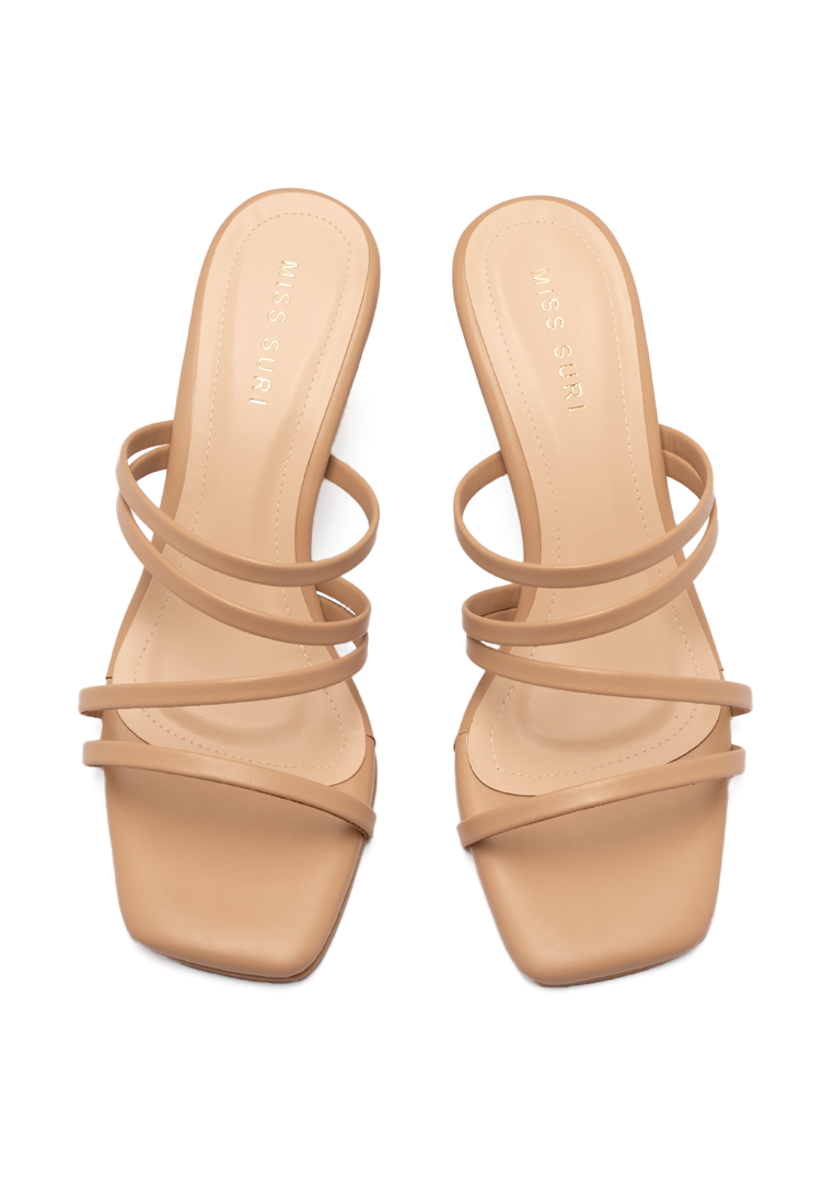 Flat Strappy Heels by Miss Suri - nude