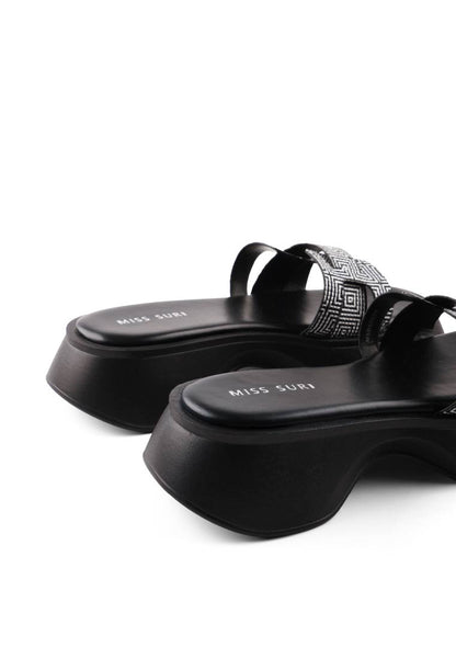 Geometric Comfort Wedges by Miss Suri - Black