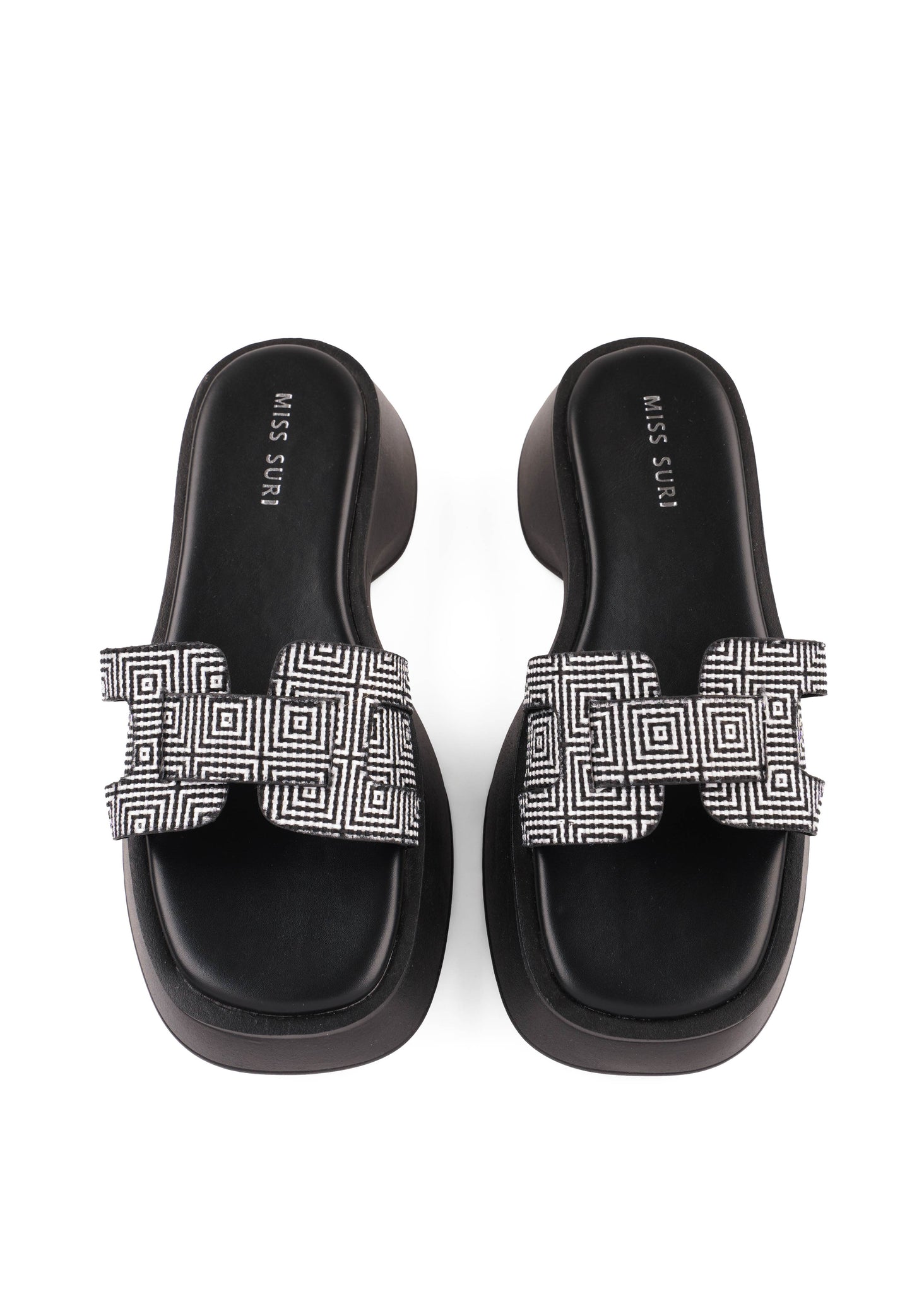 Geometric Comfort Wedges by Miss Suri - Black
