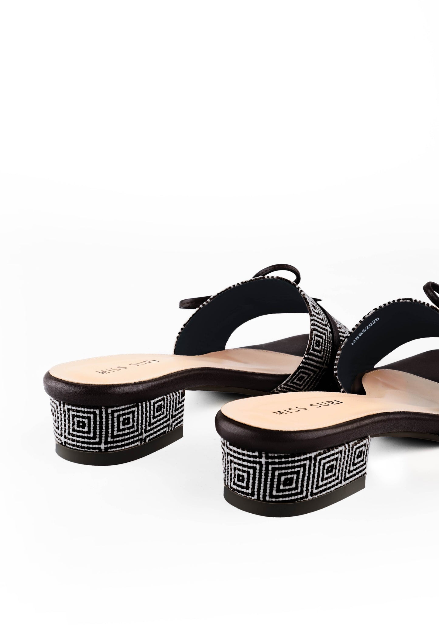 Keisha Bow Grid Heels by Miss Suri - Black