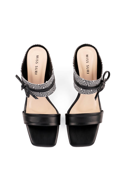 The Alora Ribbon Heels by Miss Suri - Black