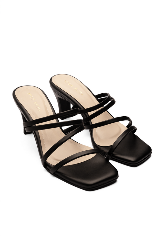 Flat Strappy Heels by Miss Suri - black