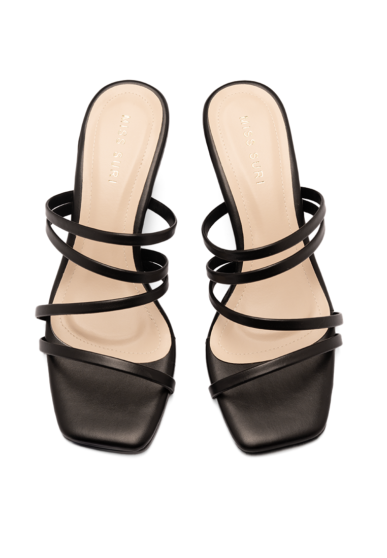 Flat Strappy Heels by Miss Suri - black