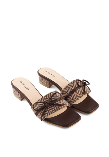Keisha Bow Grid Heels by Miss Suri - Brown