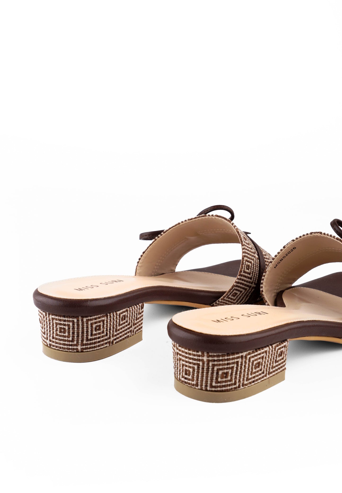 Keisha Bow Grid Heels by Miss Suri - Brown