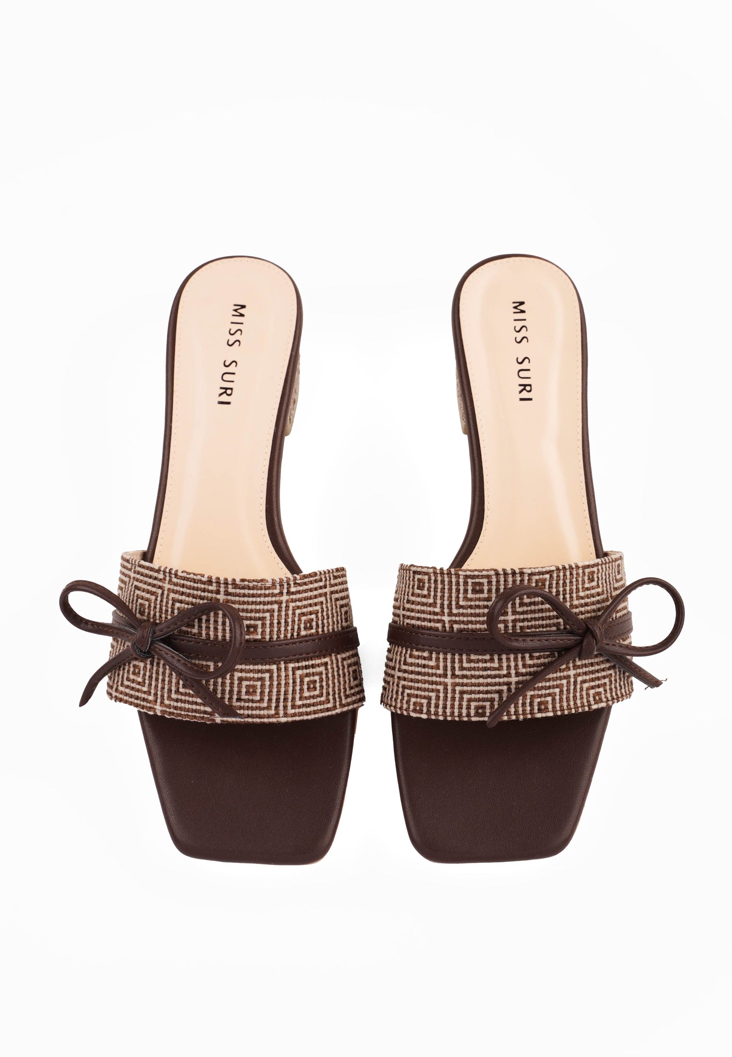 Keisha Bow Grid Heels by Miss Suri - Brown