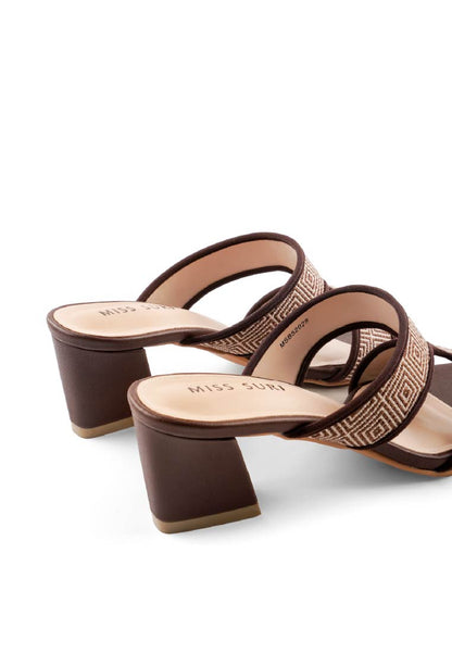 Talia Soft Grid Heels by Miss Suri - Brown