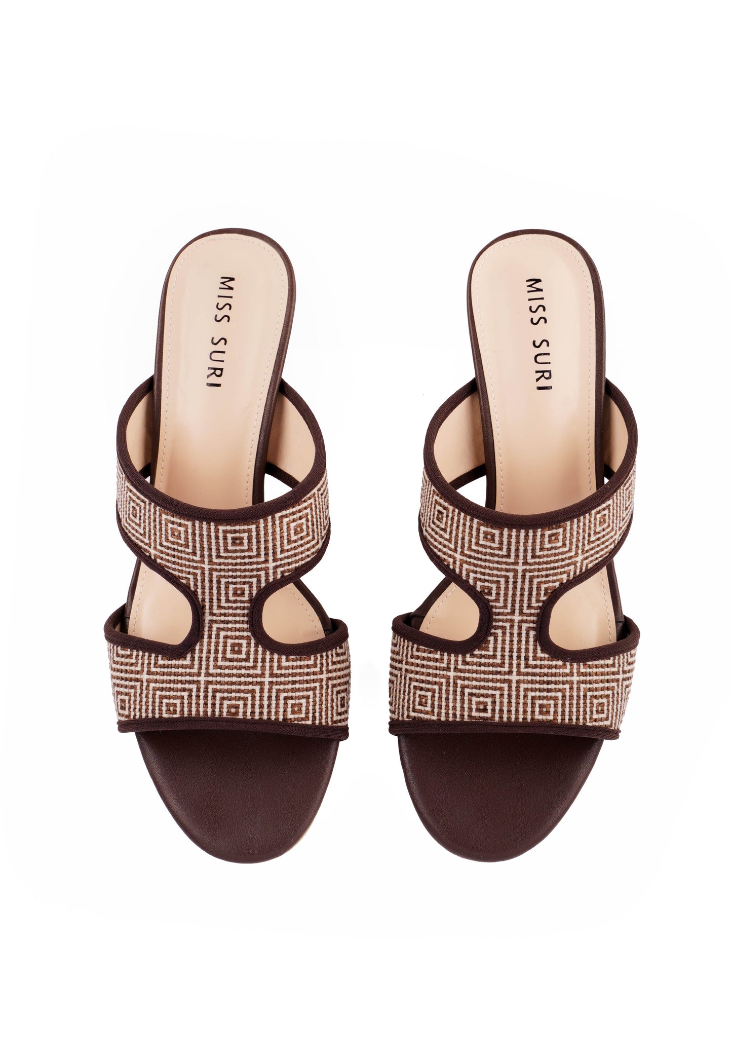 Talia Soft Grid Heels by Miss Suri - Brown