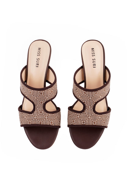 Talia Soft Grid Heels by Miss Suri - Brown