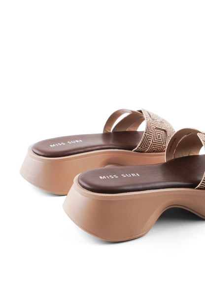 Geometric Comfort Wedges by Miss Suri - Brown