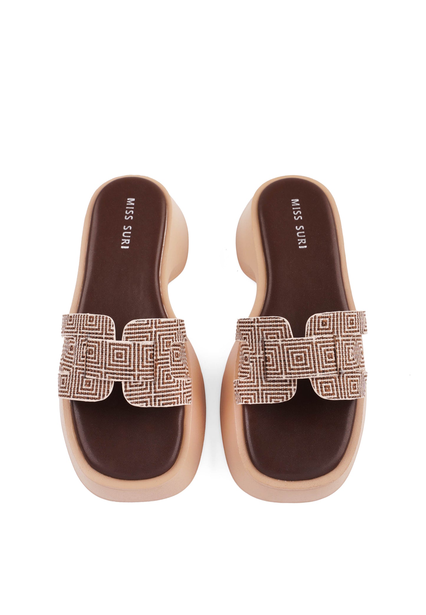 Geometric Comfort Wedges by Miss Suri - Brown