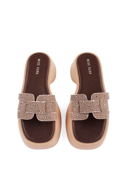 Geometric Comfort Wedges by Miss Suri - Brown