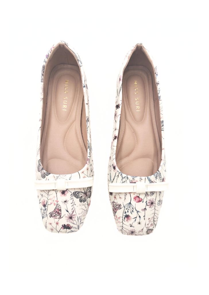 Camellia Bliss Ballet Flats by Miss Suri - White