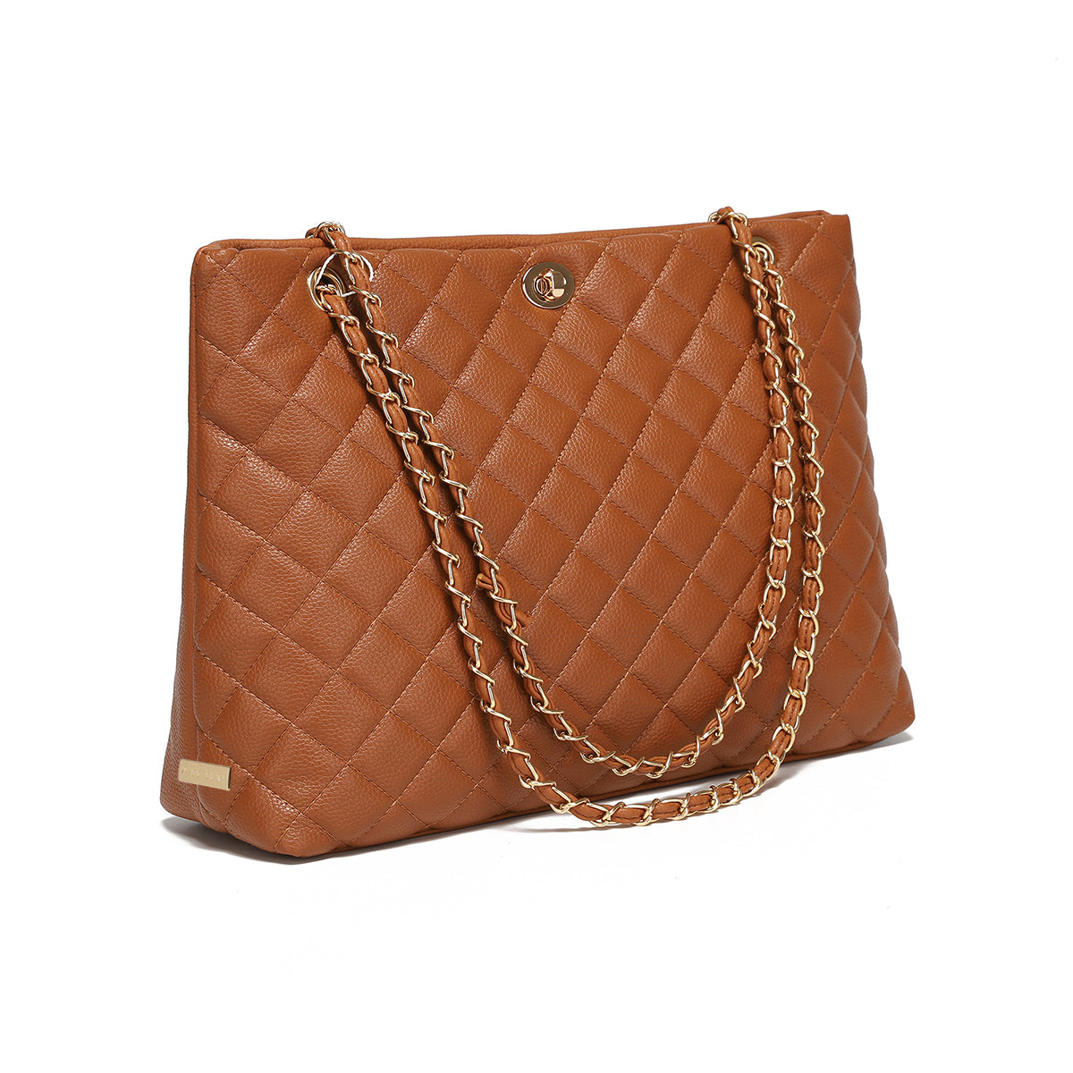 Quilted Leather Tote by Miss Suri - Brown