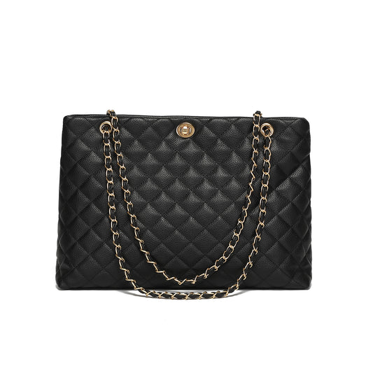 Quilted Leather Tote by Miss Suri - Black