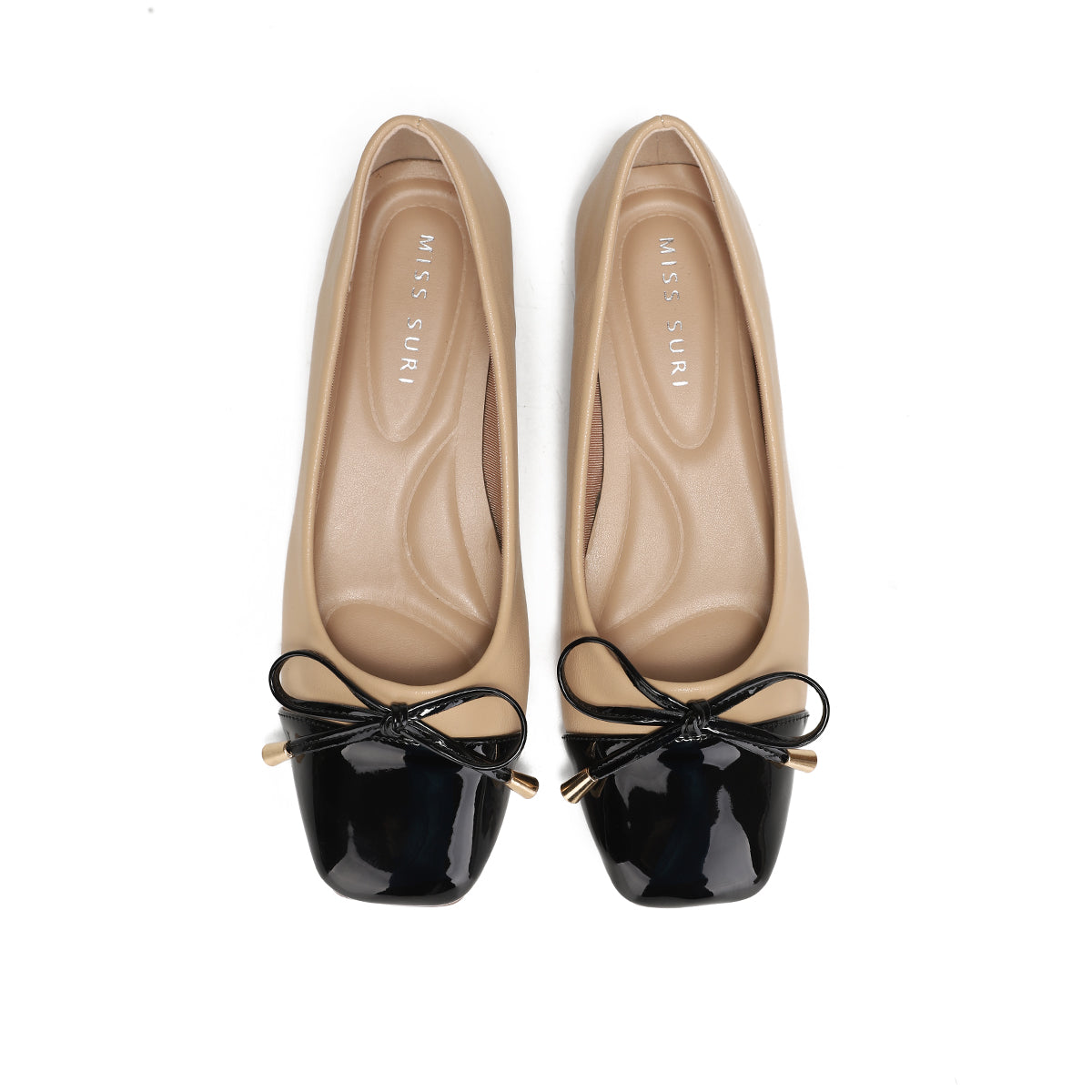 Bow Flat by Miss Suri - Nude/Black