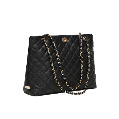 Quilted Leather Tote by Miss Suri - Black