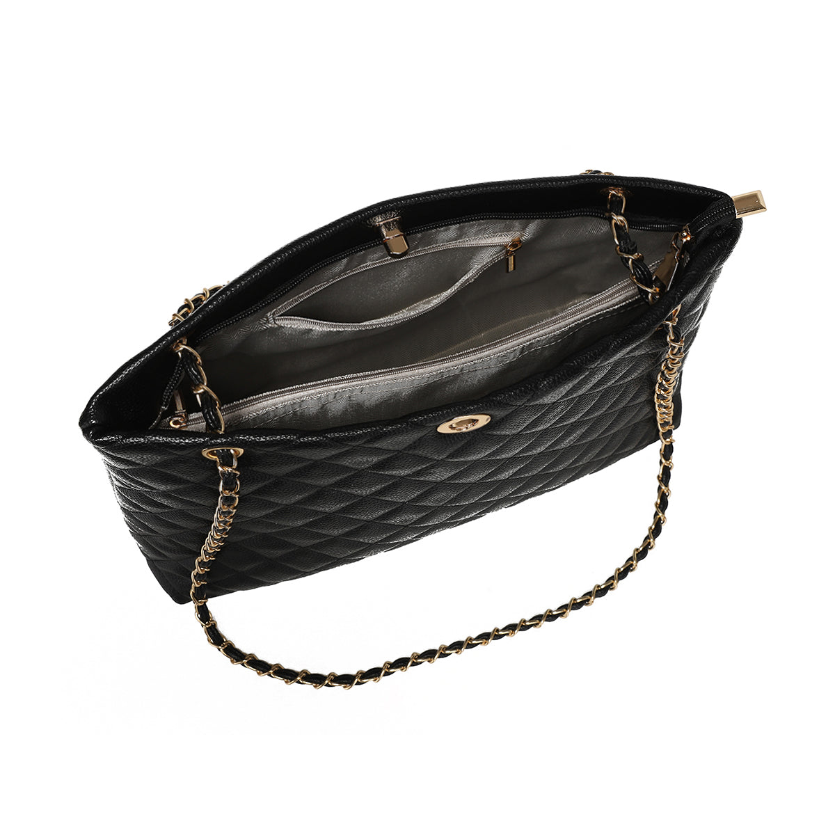 Quilted Leather Tote by Miss Suri - Black