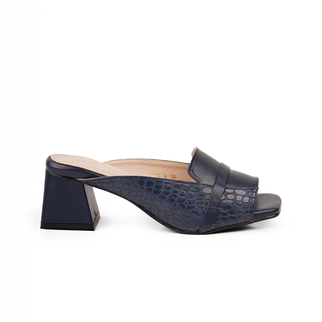 Textured Block Heels by Miss Suri - navy