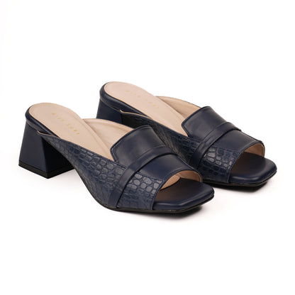 Textured Block Heels by Miss Suri - navy