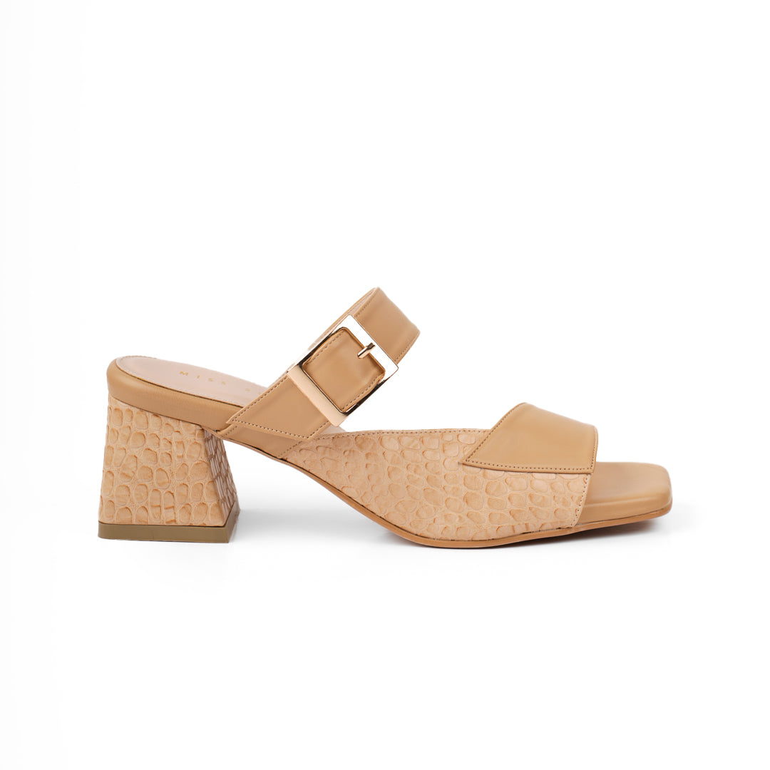 Textured Strap Heels by Miss Suri - brown