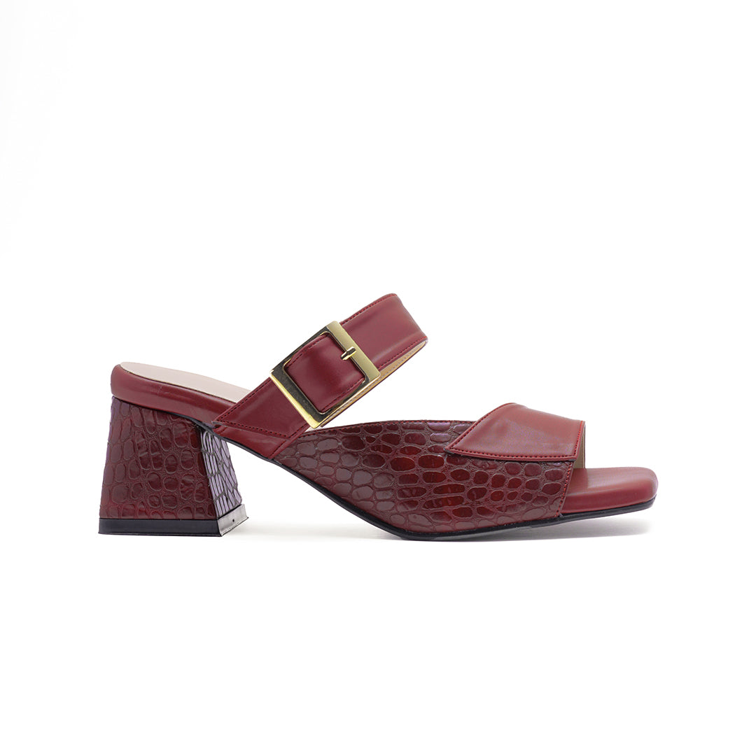 Textured Strap Heels by Miss Suri - maroon