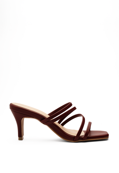 Flat Strappy Heels by Miss Suri - maroon