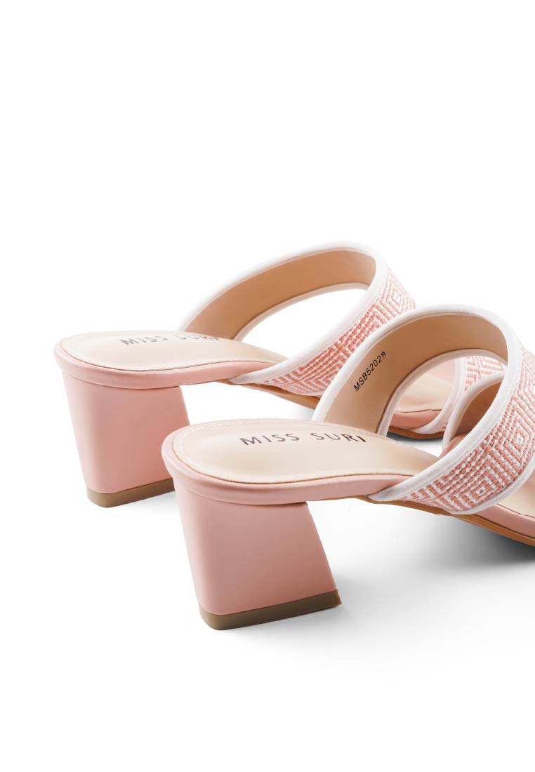 Talia Soft Grid Heels by Miss Suri - Pink