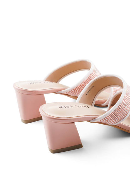 Talia Soft Grid Heels by Miss Suri - Pink